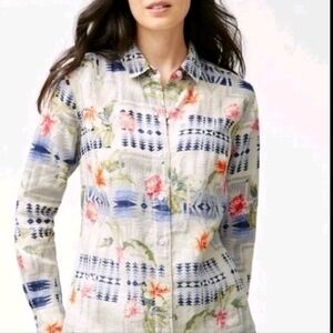 Tommy Bahama Pendleton Aloha Harding Breezer LS Linen Shirt LG Button-Up